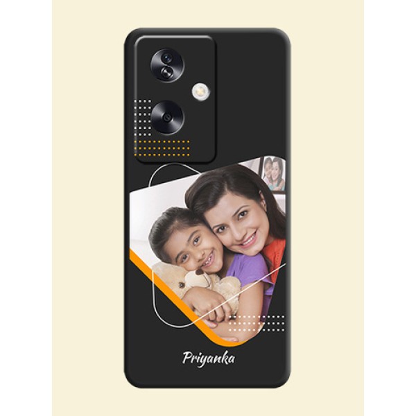 Yellow Triangle on Photo On Space Black Custom Soft Matte Mobile Back Cover - Oppo A79 5G
