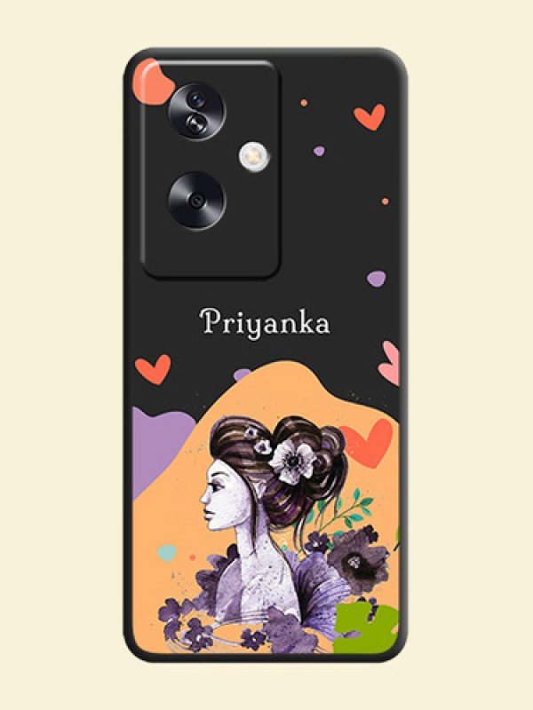 Namecase For Her With Fancy Lady Image On Space Black Custom Soft Matte Mobile Back Cover - Oppo A79 5G