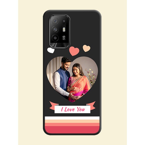 Love Shaped Photo with Colorful Stripes on Personalised Space Black Soft Matte Cases - Oppo F19 Pro Plus 5G