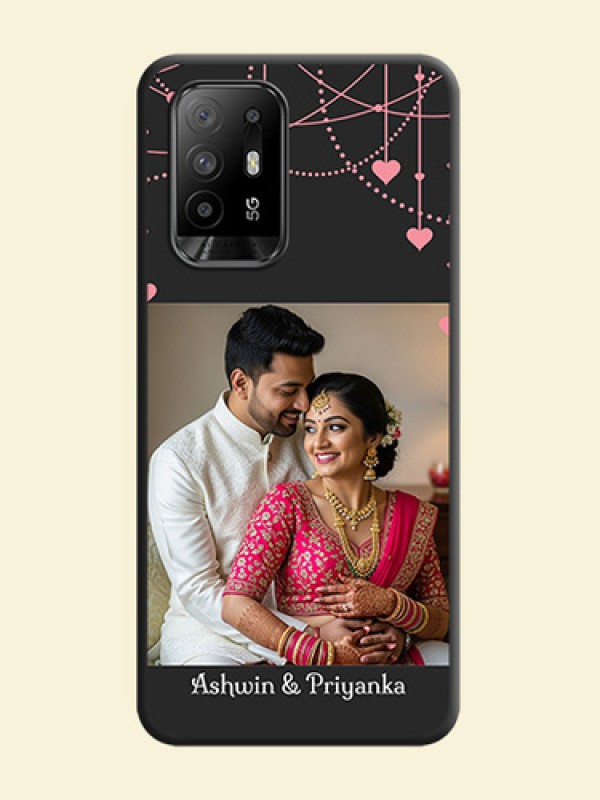 Pink Love Hangings with Text on Space Black Custom Soft Matte Back Cover - Oppo F19 Pro Plus 5G