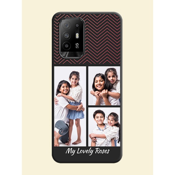 Wave Pattern with 3 Image Holder on Space Black Custom Soft Matte Back Cover - Oppo F19 Pro Plus 5G Wave Pattern with 3 Image Holder on Space Black Custom Soft Matte Back Cover - Oppo F19 Pro Plus 5G