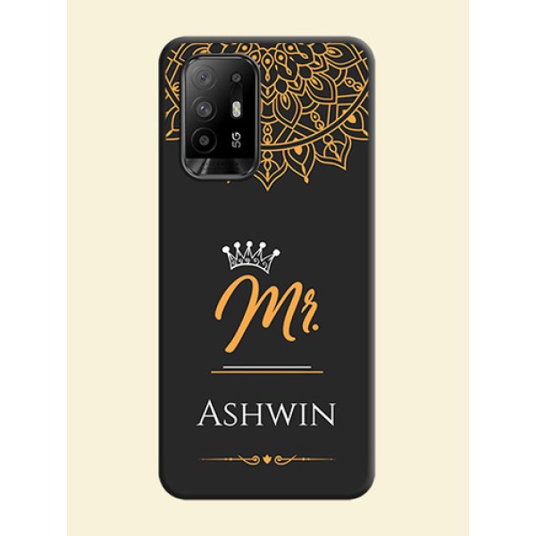 Mr Name with Floral Design on Personalised Space Black Soft Matte Cases - Oppo F19 Pro Plus 5G Mr Name with Floral Design on Personalised Space Black Soft Matte Cases - Oppo F19 Pro Plus 5G