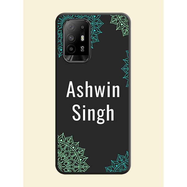 Your Name with Floral Design on Space Black Custom Soft Matte Back Cover - Oppo F19 Pro Plus 5G Your Name with Floral Design on Space Black Custom Soft Matte Back Cover - Oppo F19 Pro Plus 5G