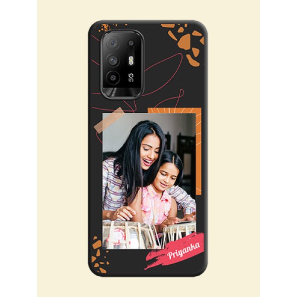 Orange Photo Frame on Space Black Custom Soft Matte Phone Back Cover - Oppo F19 Pro Plus 5G Orange Photo Frame on Space Black Custom Soft Matte Phone Back Cover - Oppo F19 Pro Plus 5G