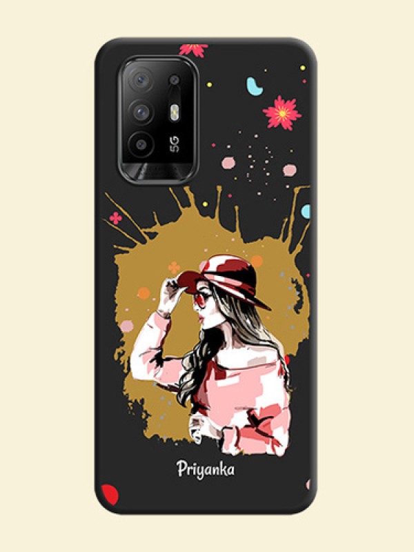 Mordern Lady With Color Splash Background With Custom Text On Space Black Personalized Soft Matte Phone Covers -Oppo F19 Pro Plus 5G