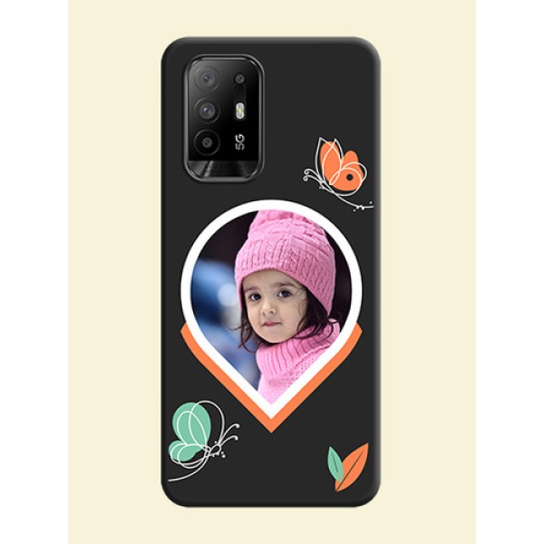 Upload Pic With Simple Butterly Design On Space Black Personalized Soft Matte Phone Covers -Oppo F19 Pro Plus 5G Upload Pic With Simple Butterly Design On Space Black Personalized Soft Matte Phone Covers -Oppo F19 Pro Plus 5G