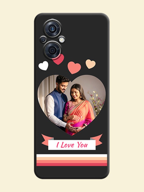 Love Shaped Photo with Colorful Stripes on Personalised Space Black Soft Matte Cases - Oppo F21 Pro 4G