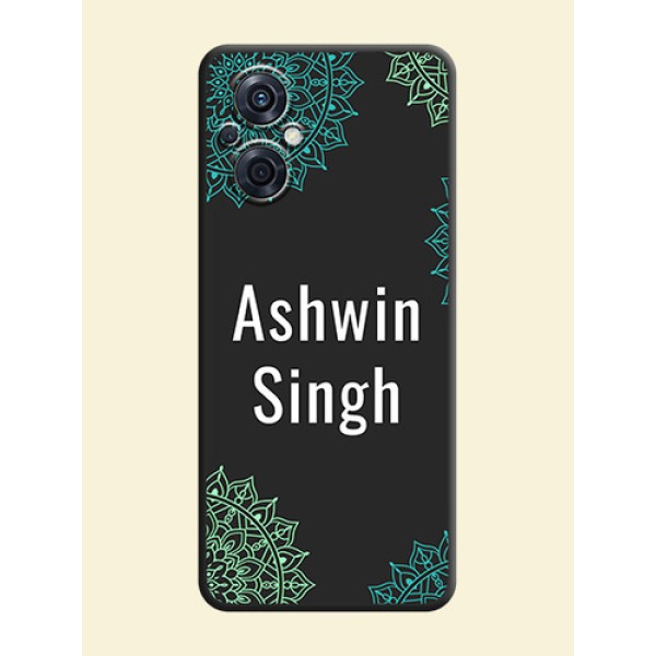 Your Name with Floral Design on Space Black Custom Soft Matte Back Cover - Oppo F21 Pro 5G Your Name with Floral Design on Space Black Custom Soft Matte Back Cover - Oppo F21 Pro 5G