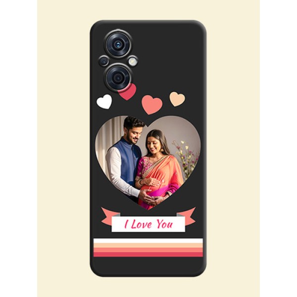 Love Shaped Photo with Colorful Stripes on Personalised Space Black Soft Matte Cases - Oppo F21s Pro 5G