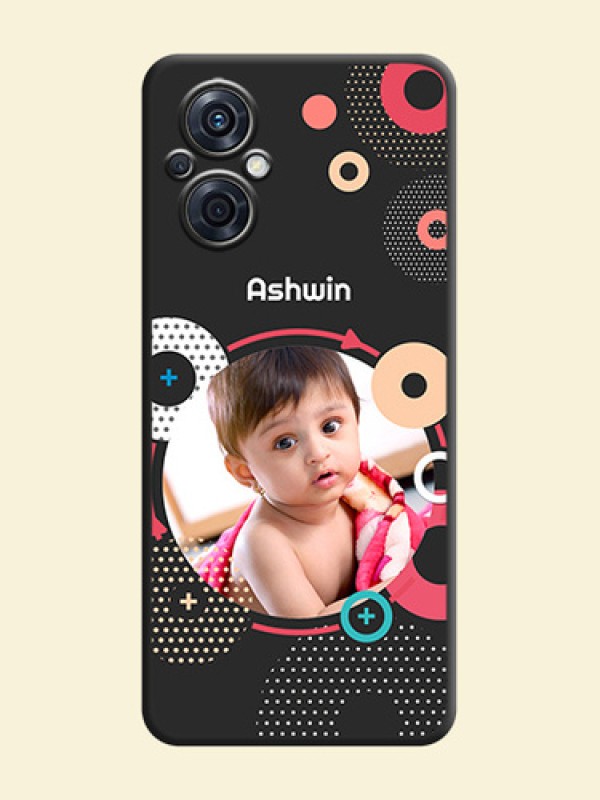 Multicoloured Round Image on Personalised Space Black Soft Matte Cases - Oppo F21s Pro 5G