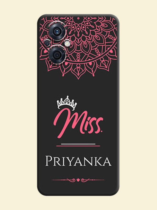 Mrs Name with Floral Design on Space Black Personalized Soft Matte Phone Covers - Oppo F21s Pro 5G
