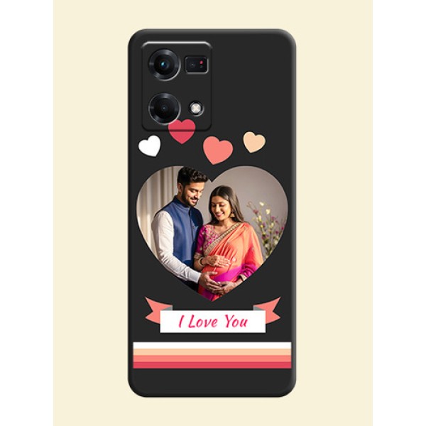 Love Shaped Photo with Colorful Stripes on Personalised Space Black Soft Matte Cases - Oppo F21s Pro