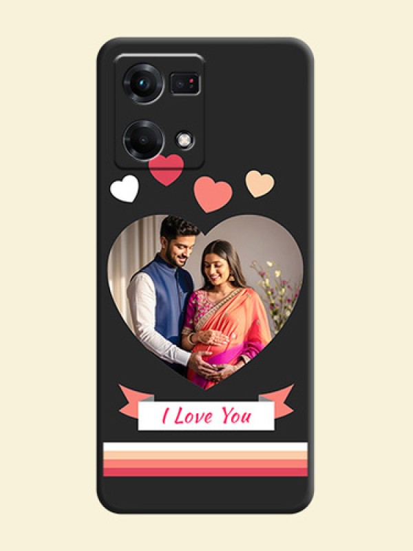 Love Shaped Photo with Colorful Stripes on Personalised Space Black Soft Matte Cases - Oppo F21s Pro
