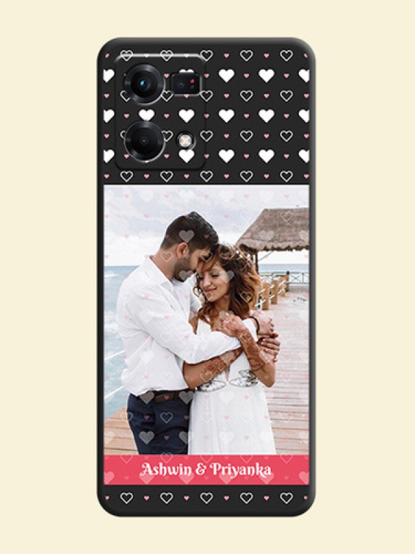 White Color Love Symbols with Text Design on Photo on Space Black Soft Matte Phone Cover - Oppo F21s Pro