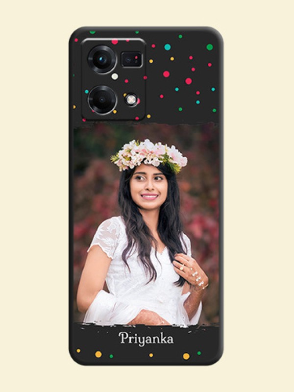 Multicolor Dotted Pattern with Text on Space Black Custom Soft Matte Phone Back Cover - Oppo F21s Pro