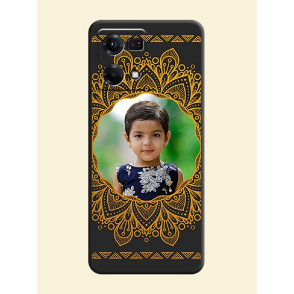Round Image with Floral Design on Photo on Space Black Soft Matte Mobile Cover - Oppo F21s Pro Round Image with Floral Design on Photo on Space Black Soft Matte Mobile Cover - Oppo F21s Pro