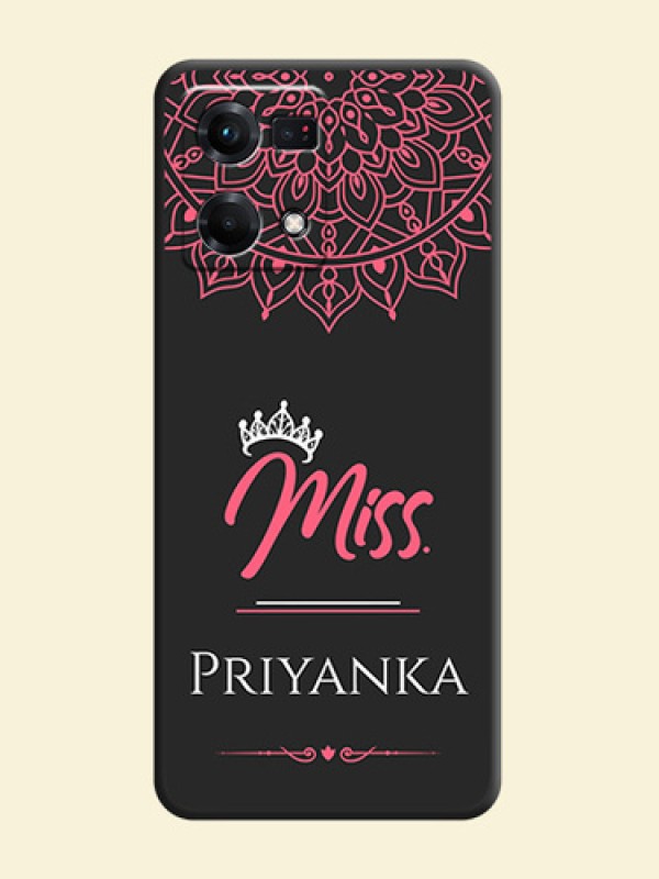 Mrs Name with Floral Design on Space Black Personalized Soft Matte Phone Covers - Oppo F21s Pro
