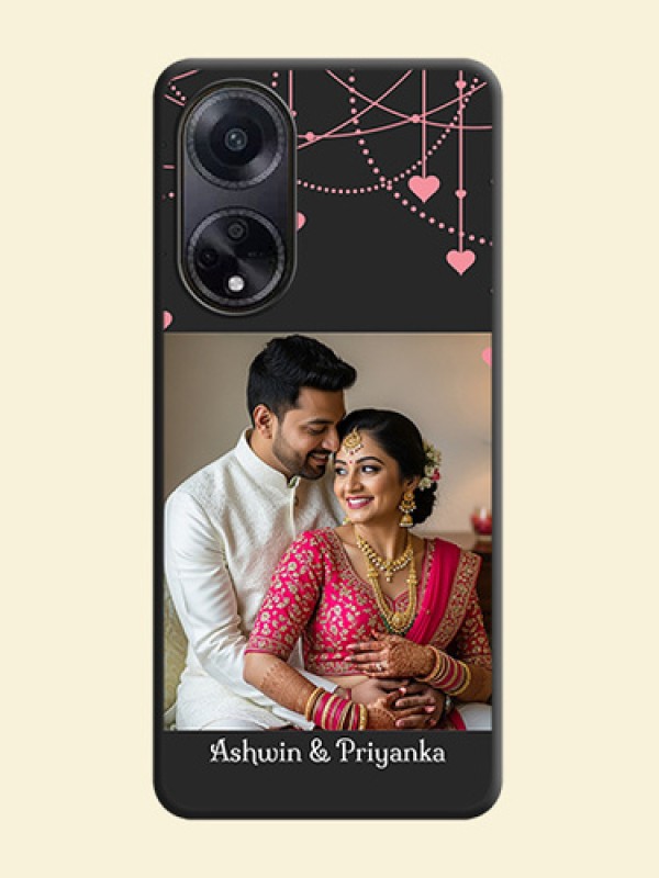 Pink Love Hangings with Text on Space Black Custom Soft Matte Back Cover - Oppo F23 5G