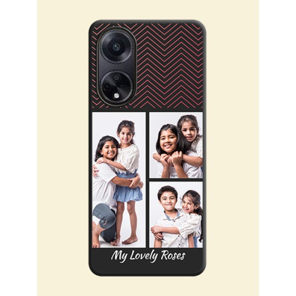 Wave Pattern with 3 Image Holder on Space Black Custom Soft Matte Back Cover - Oppo F23 5G Wave Pattern with 3 Image Holder on Space Black Custom Soft Matte Back Cover - Oppo F23 5G