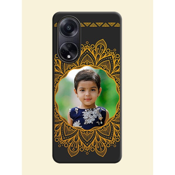 Round Image with Floral Design - Photo on Space Black Soft Matte Mobile Cover - Oppo F23 5G Round Image with Floral Design - Photo on Space Black Soft Matte Mobile Cover - Oppo F23 5G