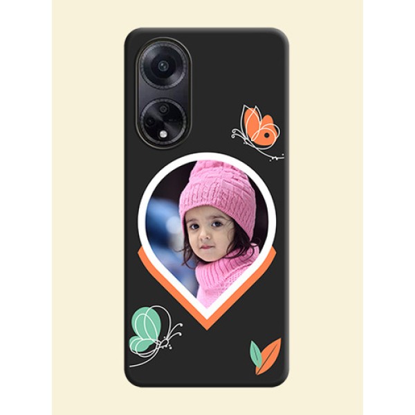 Upload Pic With Simple Butterly Design On Space Black Personalized Soft Matte Phone Covers - Oppo F23 5G Upload Pic With Simple Butterly Design On Space Black Personalized Soft Matte Phone Covers - Oppo F23 5G