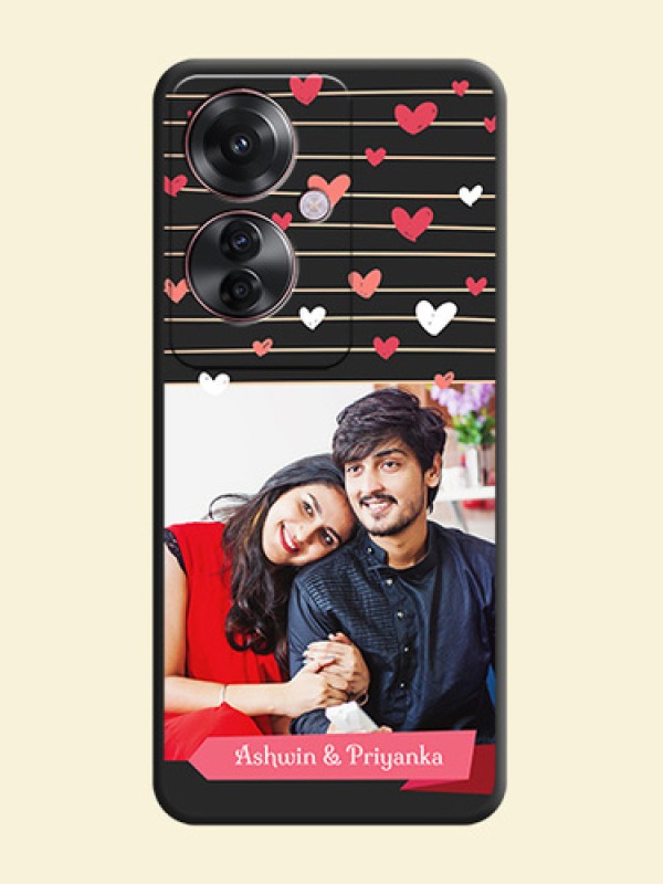 Love Pattern with Name on Pink Ribbon on Photo On Space Black Custom Soft Matte Mobile Back Cover - Oppo F25 Pro 5G