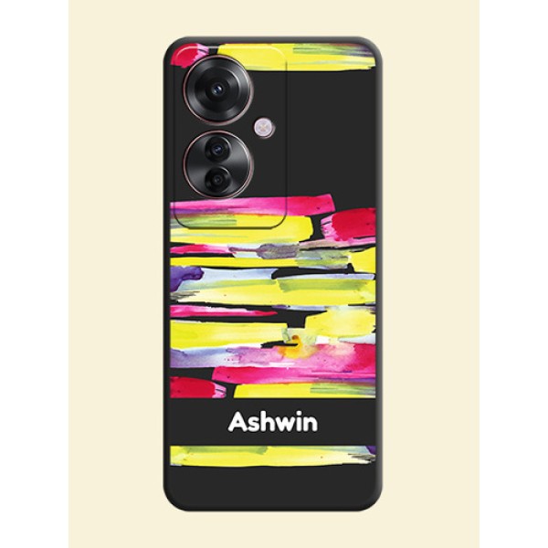 Brush Coloured On Space Black Custom Soft Matte Mobile Back Cover - Oppo F25 Pro 5G Brush Coloured On Space Black Custom Soft Matte Mobile Back Cover - Oppo F25 Pro 5G