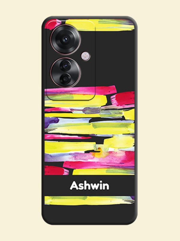 Brush Coloured On Space Black Custom Soft Matte Mobile Back Cover - Oppo F25 Pro 5G