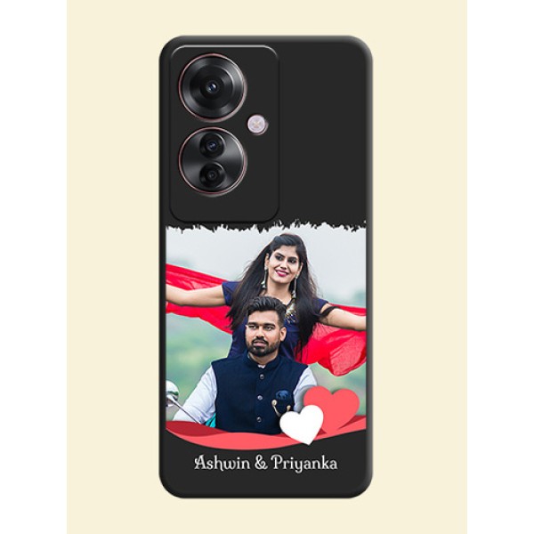Pin Color Love Shaped Ribbon Design with Text On Space Black Custom Soft Matte Mobile Back Cover - Oppo F25 Pro 5G