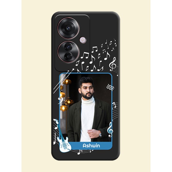 Musical Theme Design with Text on Photo On Space Black Custom Soft Matte Mobile Back Cover - Oppo F25 Pro 5G Musical Theme Design with Text on Photo On Space Black Custom Soft Matte Mobile Back Cover - Oppo F25 Pro 5G