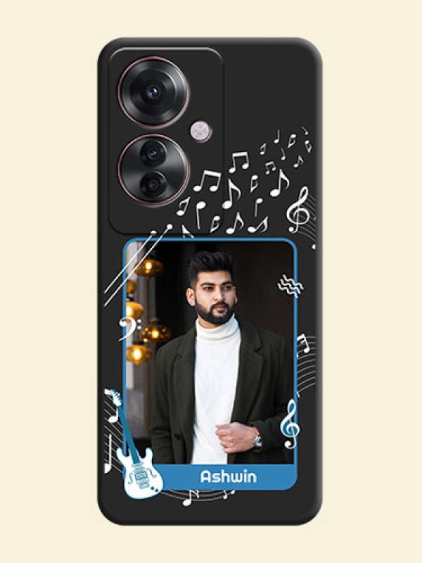 Musical Theme Design with Text on Photo On Space Black Custom Soft Matte Mobile Back Cover - Oppo F25 Pro 5G