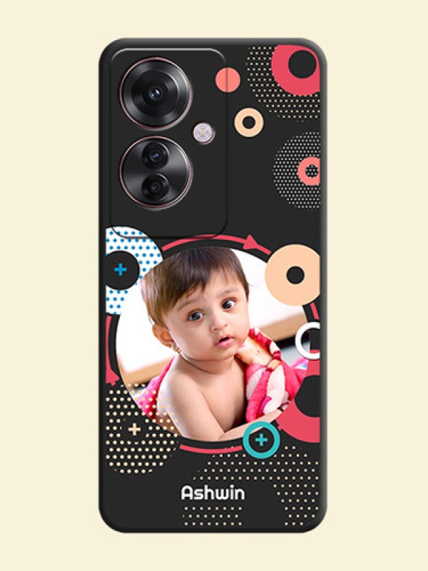Multicoloured Round Image On Space Black Custom Soft Matte Mobile Back Cover - Oppo F25 Pro 5G