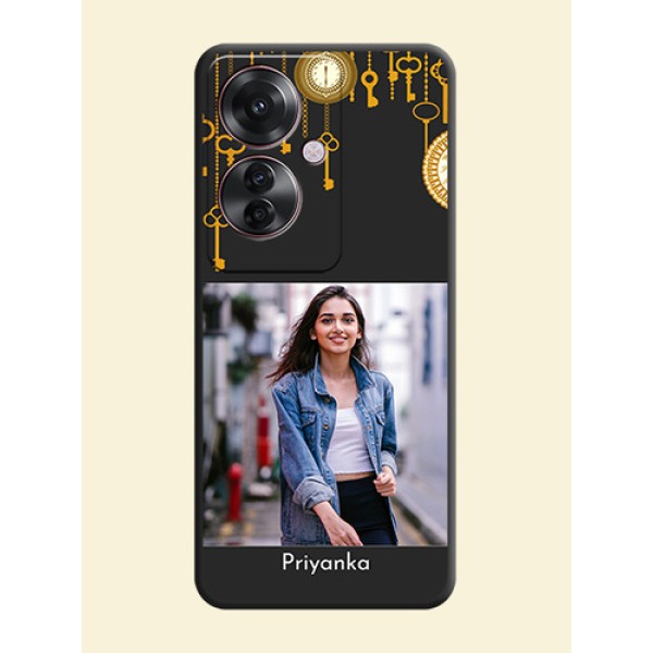 Decorative Design with Text On Space Black Custom Soft Matte Mobile Back Cover - Oppo F25 Pro 5G Decorative Design with Text On Space Black Custom Soft Matte Mobile Back Cover - Oppo F25 Pro 5G