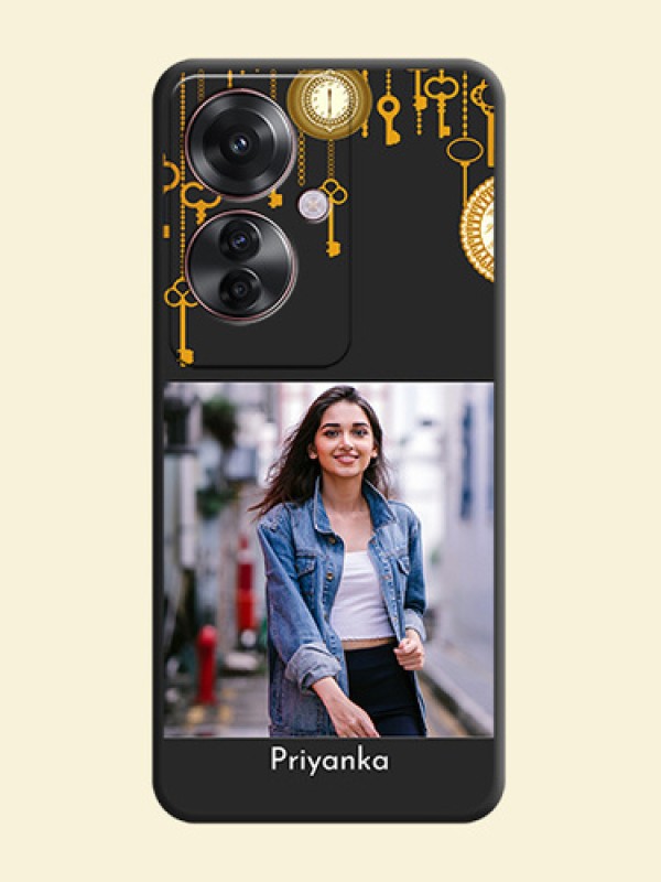 Decorative Design with Text On Space Black Custom Soft Matte Mobile Back Cover - Oppo F25 Pro 5G