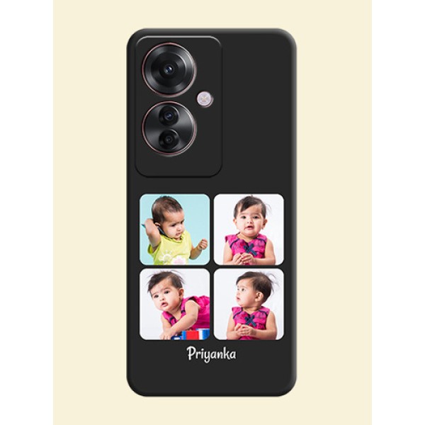 Floral Art with 6 Image Holder on Photo On Space Black Custom Soft Matte Mobile Back Cover - Oppo F25 Pro 5G Floral Art with 6 Image Holder on Photo On Space Black Custom Soft Matte Mobile Back Cover - Oppo F25 Pro 5G