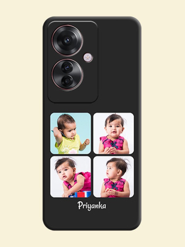 Floral Art with 6 Image Holder on Photo On Space Black Custom Soft Matte Mobile Back Cover - Oppo F25 Pro 5G