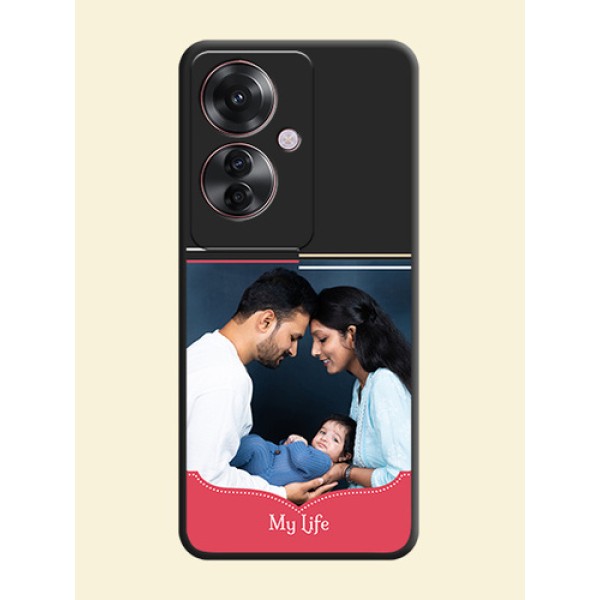 Classic Plain Design with Name On Space Black Custom Soft Matte Mobile Back Cover - Oppo F25 Pro 5G