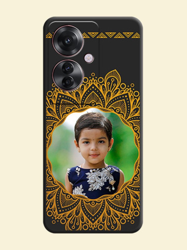 Round Image with Floral Design On Space Black Custom Soft Matte Mobile Back Cover - Oppo F25 Pro 5G