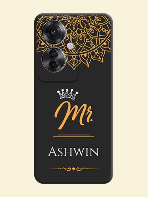 Mr Name with Floral Design On Space Black Custom Soft Matte Mobile Back Cover - Oppo F25 Pro 5G