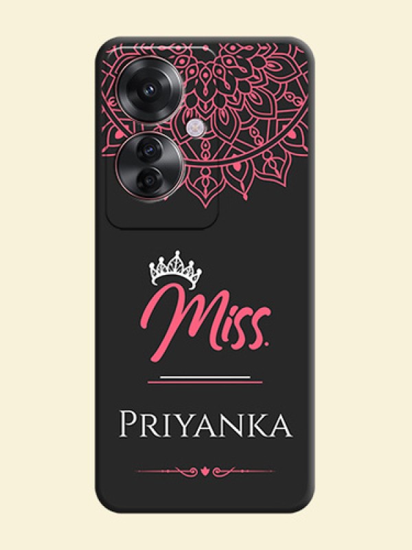 Mrs Name with Floral Design On Space Black Custom Soft Matte Mobile Back Cover - Oppo F25 Pro 5G