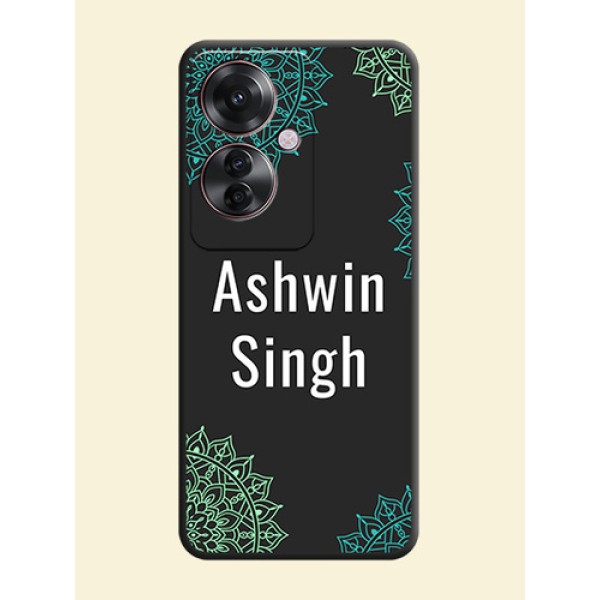 Your Name with Floral Design On Space Black Custom Soft Matte Mobile Back Cover - Oppo F25 Pro 5G Your Name with Floral Design On Space Black Custom Soft Matte Mobile Back Cover - Oppo F25 Pro 5G