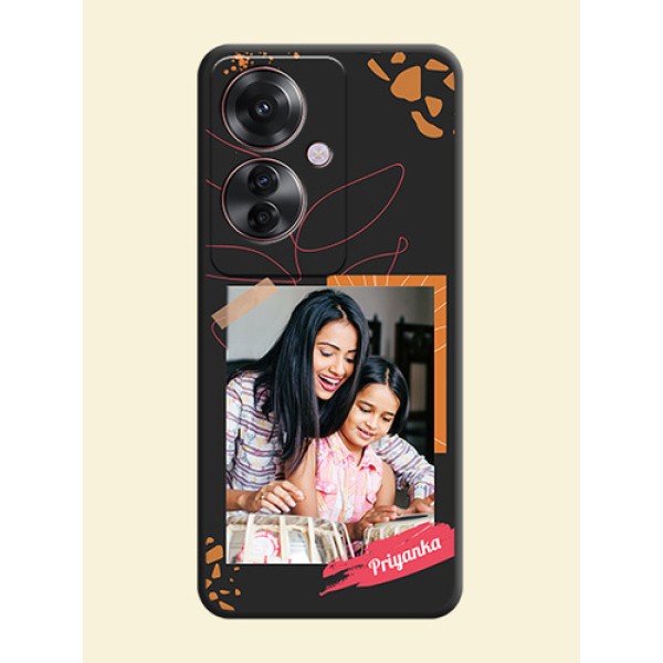 Orange Photo Frame On Space Black Custom Soft Matte Mobile Back Cover - Oppo F25 Pro 5G Orange Photo Frame On Space Black Custom Soft Matte Mobile Back Cover - Oppo F25 Pro 5G