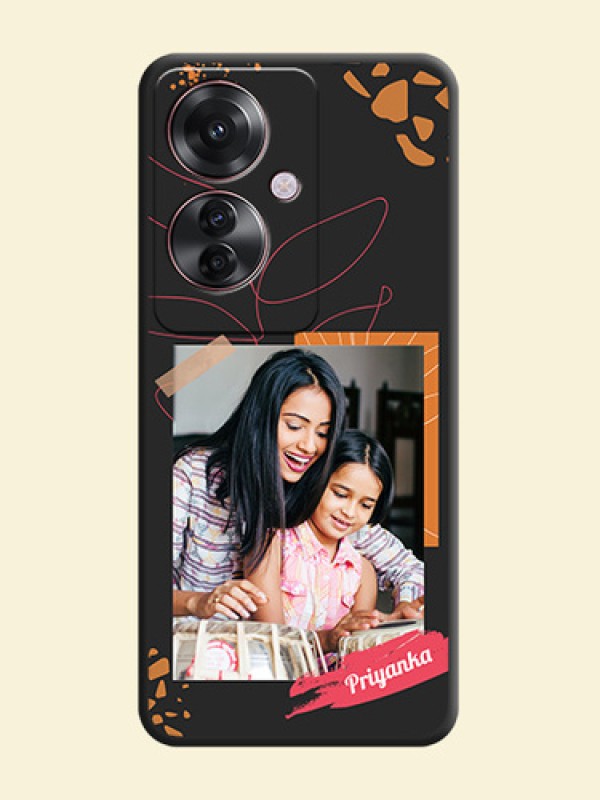 Orange Photo Frame On Space Black Custom Soft Matte Mobile Back Cover - Oppo F25 Pro 5G