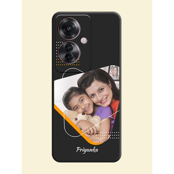 Yellow Triangle on Photo On Space Black Custom Soft Matte Mobile Back Cover - Oppo F25 Pro 5G