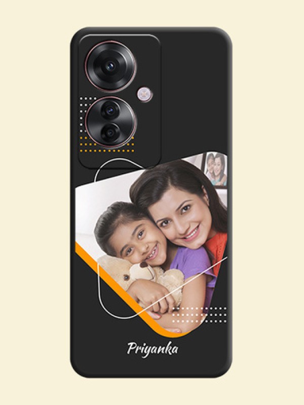Yellow Triangle on Photo On Space Black Custom Soft Matte Mobile Back Cover - Oppo F25 Pro 5G