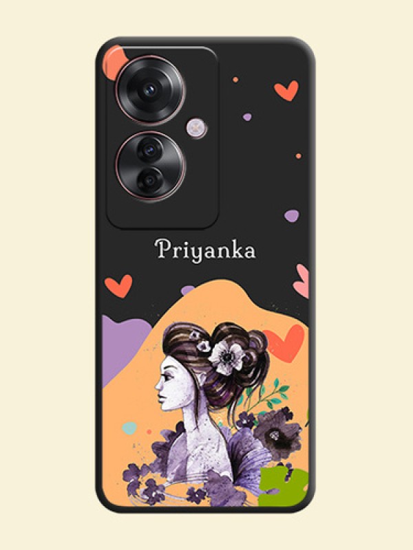 Namecase For Her With Fancy Lady Image On Space Black Custom Soft Matte Mobile Back Cover - Oppo F25 Pro 5G
