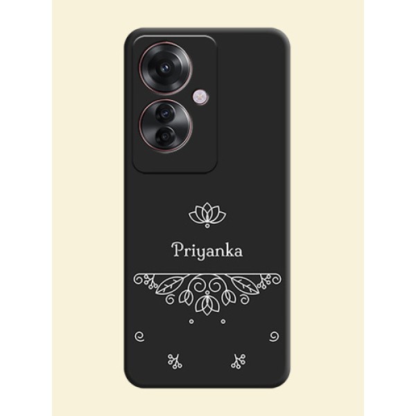 Lotus Garden Custom Text On Space Black Custom Soft Matte Mobile Back Cover - Oppo F25 Pro 5G Lotus Garden Custom Text On Space Black Custom Soft Matte Mobile Back Cover - Oppo F25 Pro 5G