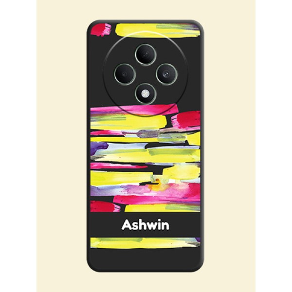 Brush Coloured On Space Black Custom Soft Matte Mobile Back Cover - Oppo F27 5G Brush Coloured On Space Black Custom Soft Matte Mobile Back Cover - Oppo F27 5G