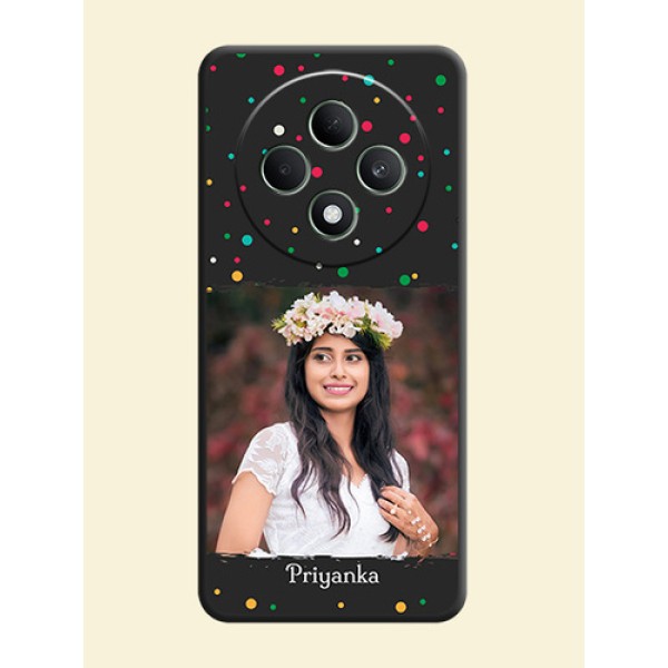 Multicolor Dotted Pattern with Text On Space Black Custom Soft Matte Mobile Back Cover - Oppo F27 5G
