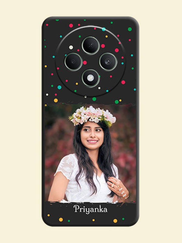 Multicolor Dotted Pattern with Text On Space Black Custom Soft Matte Mobile Back Cover - Oppo F27 5G
